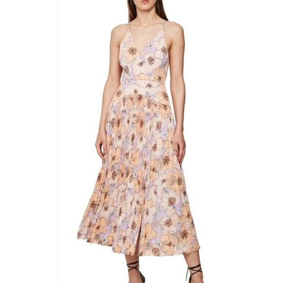 REISS Corinne Floral Printed V-Neckline Midi Dress‎ Multicolor Size 0 - Picture 1 of 14